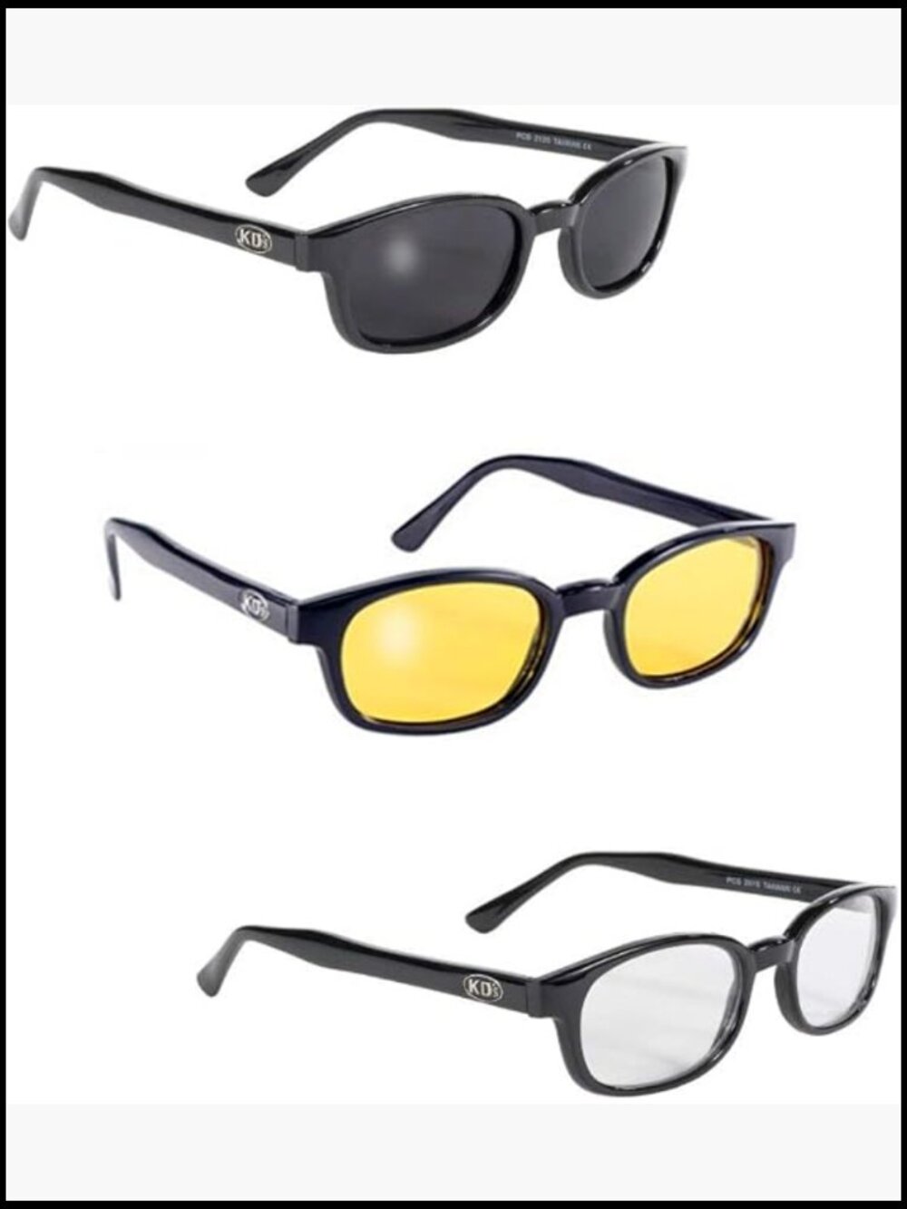 Biker Sunglasses 3-Pack with Smoke, Yellow and Clear Lenses